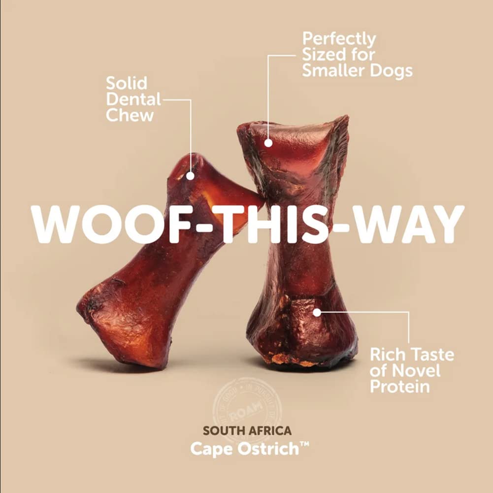 ROAM os d’autruche pour chien moyen, longue mastication agréable.