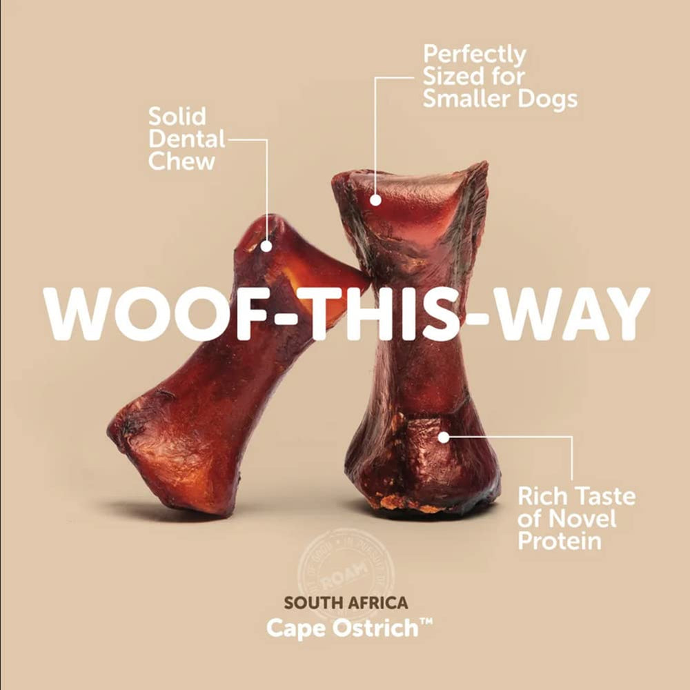 ROAM os d’autruche pour chien moyen, longue mastication agréable.