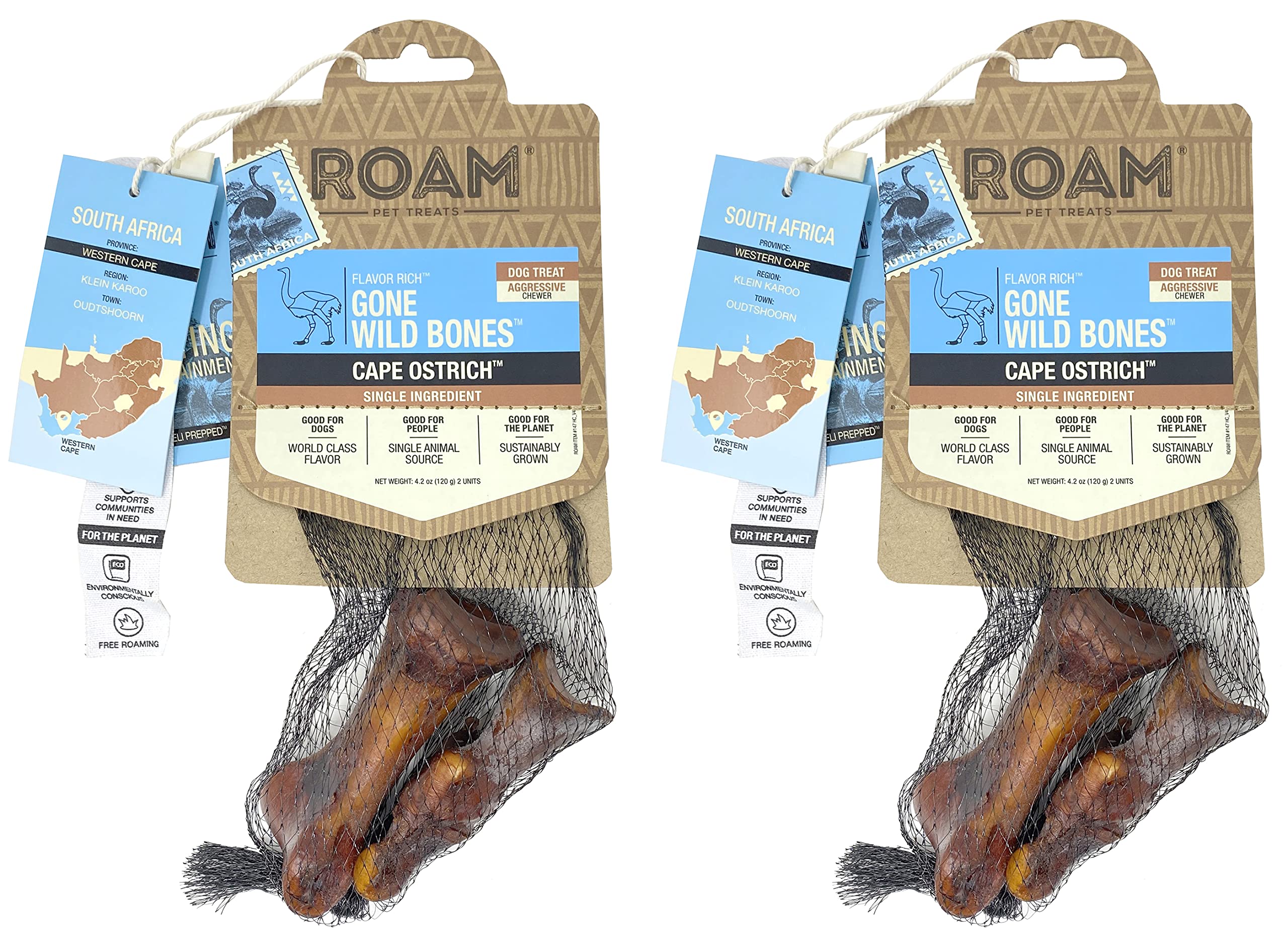 ROAM os d’autruche pour chien petit, friandise durable et naturelle.
