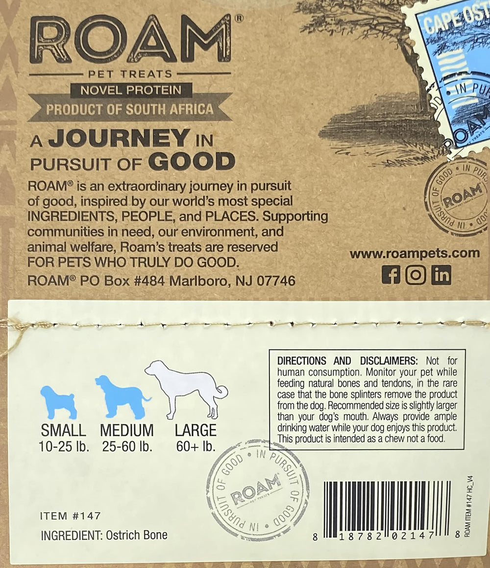 ROAM emballage éco-responsable autruche, option durable pour les sorties.