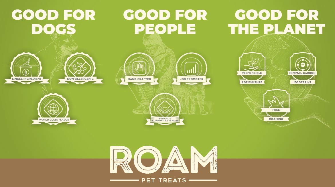 ROAM friandise autruche durable, alternative protéinée naturelle.
