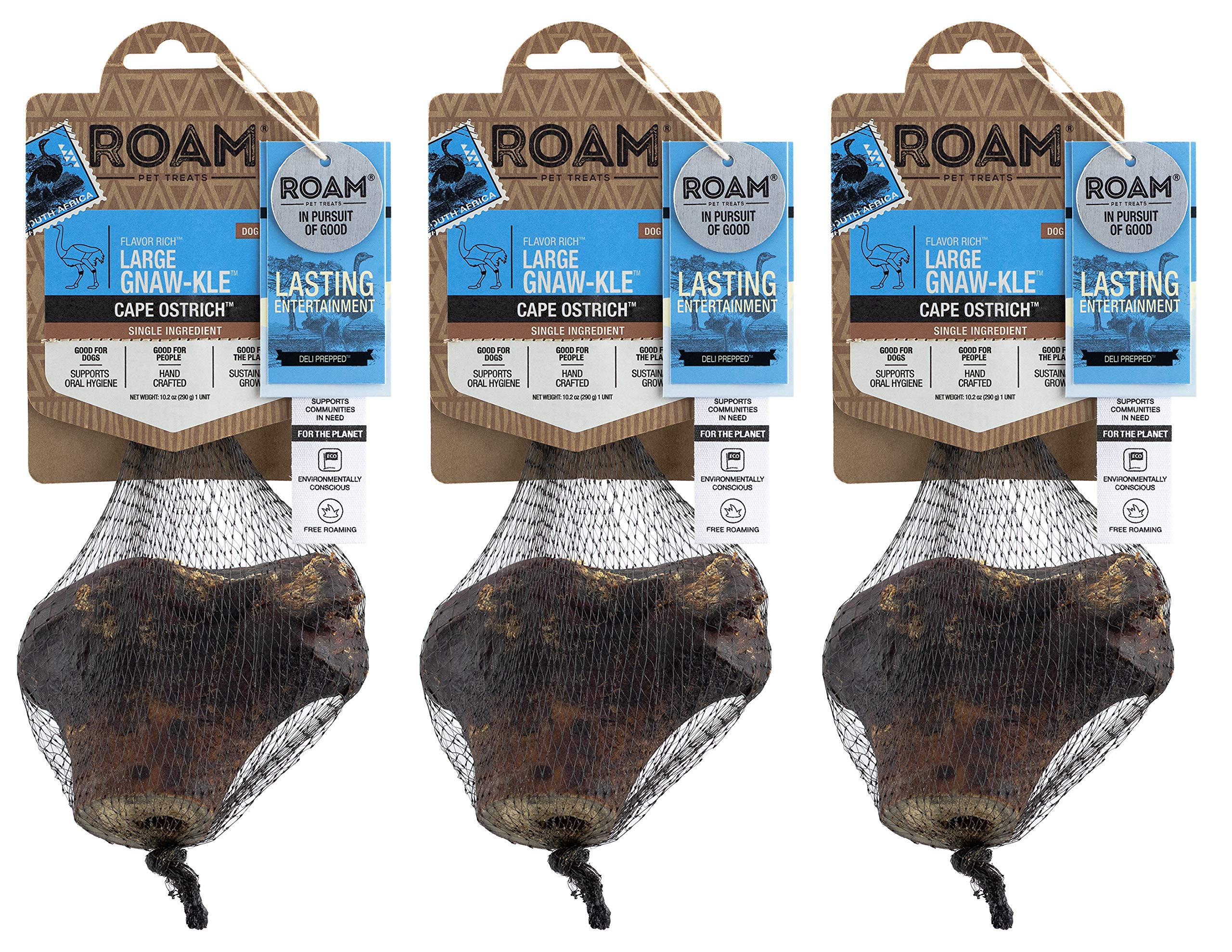 ROAM os d’autruche gros morceau pack3 — friandise durable pour chiens de grande taille