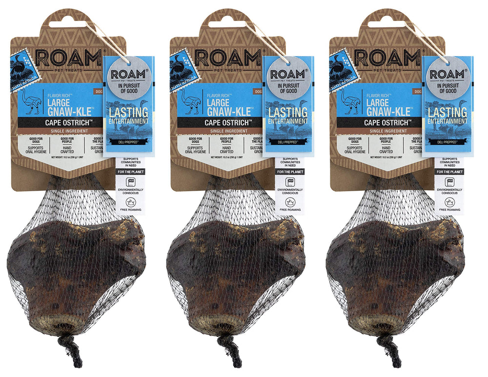 ROAM os d’autruche gros morceau pack3 — friandise durable pour chiens de grande taille