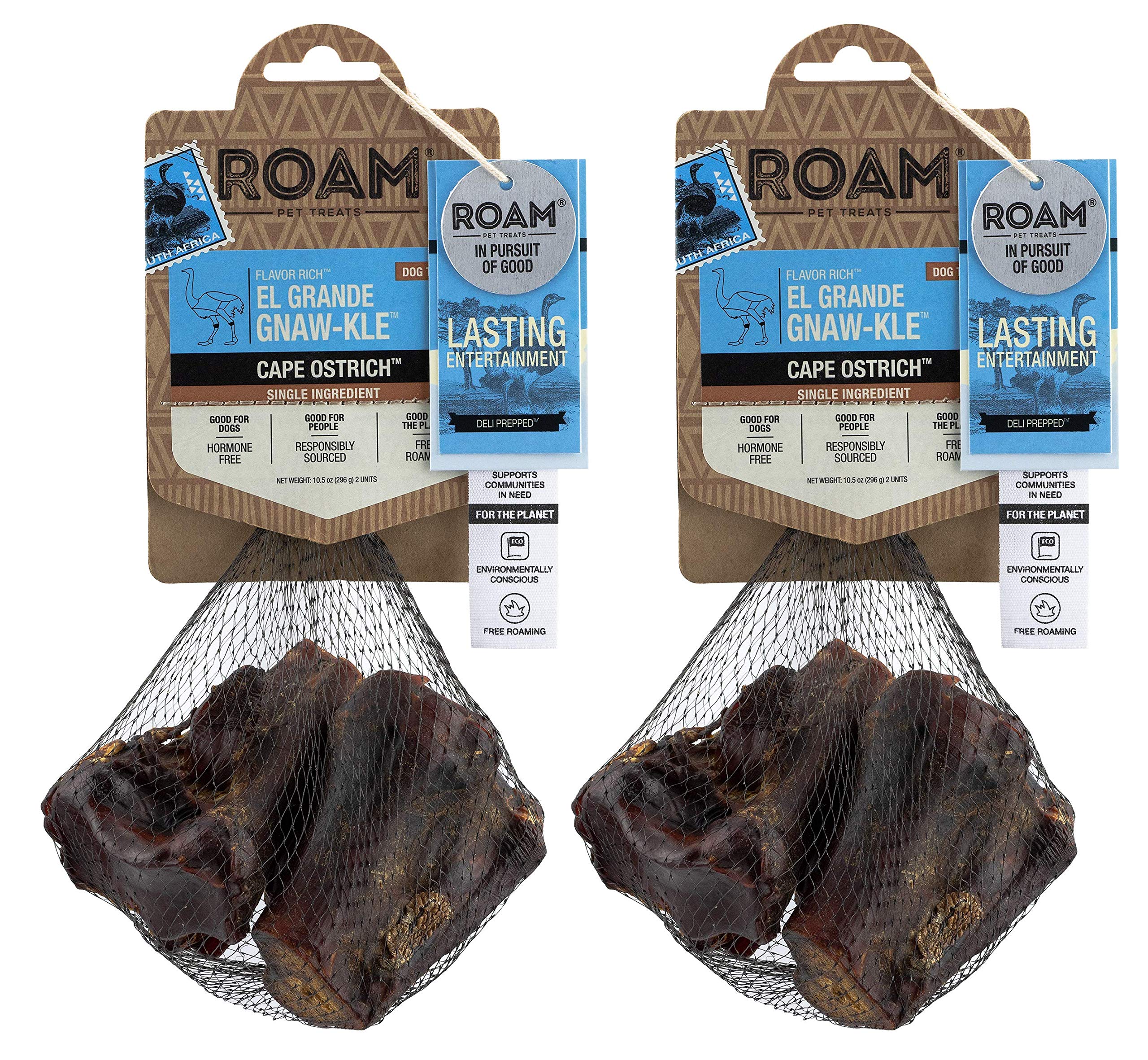 ROAM: os d'autruche en paquet deux, récompense durable pour chiens actifs.