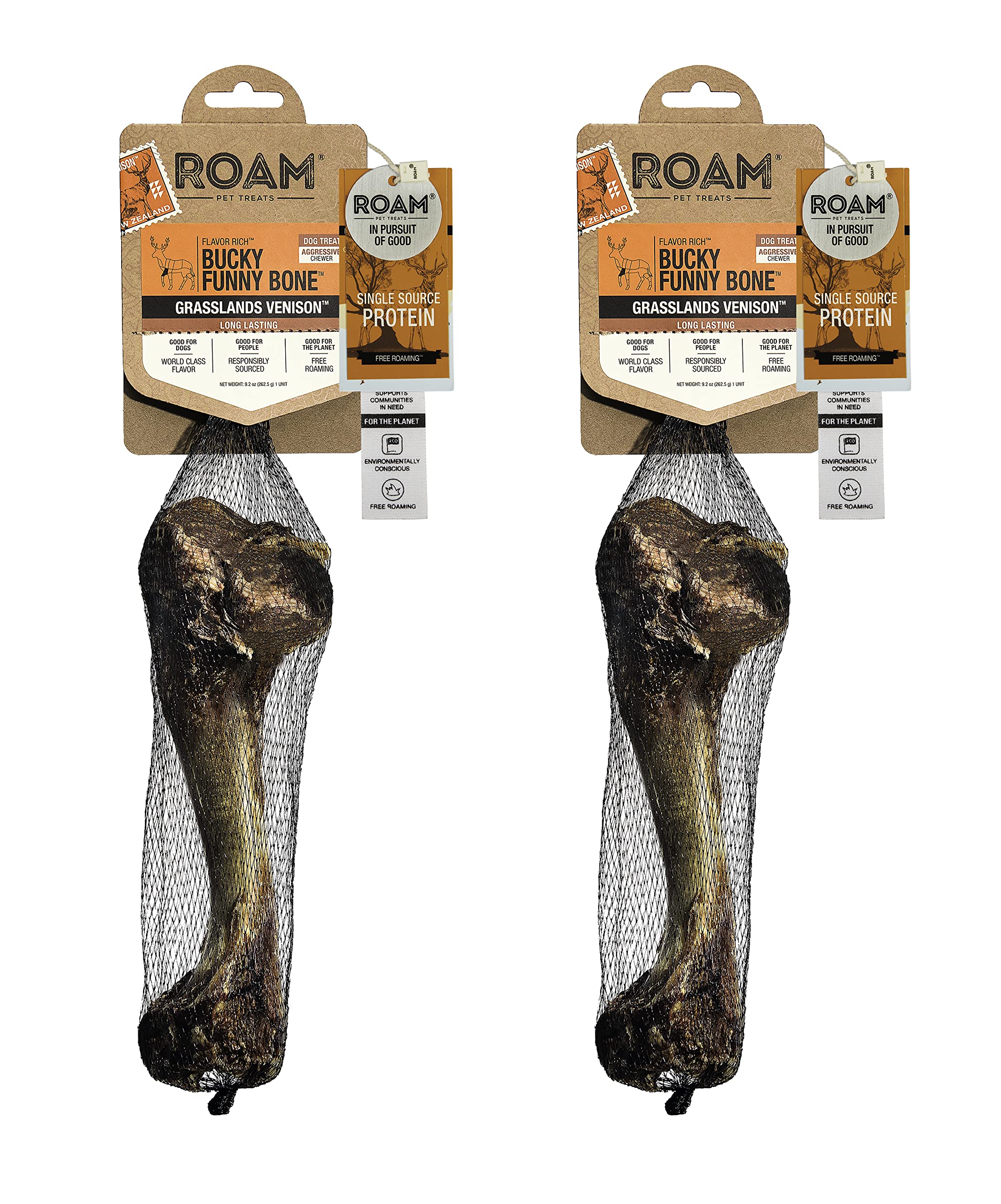 ROAM os de venaison pour chien lot 2, friandise naturelle et durable.