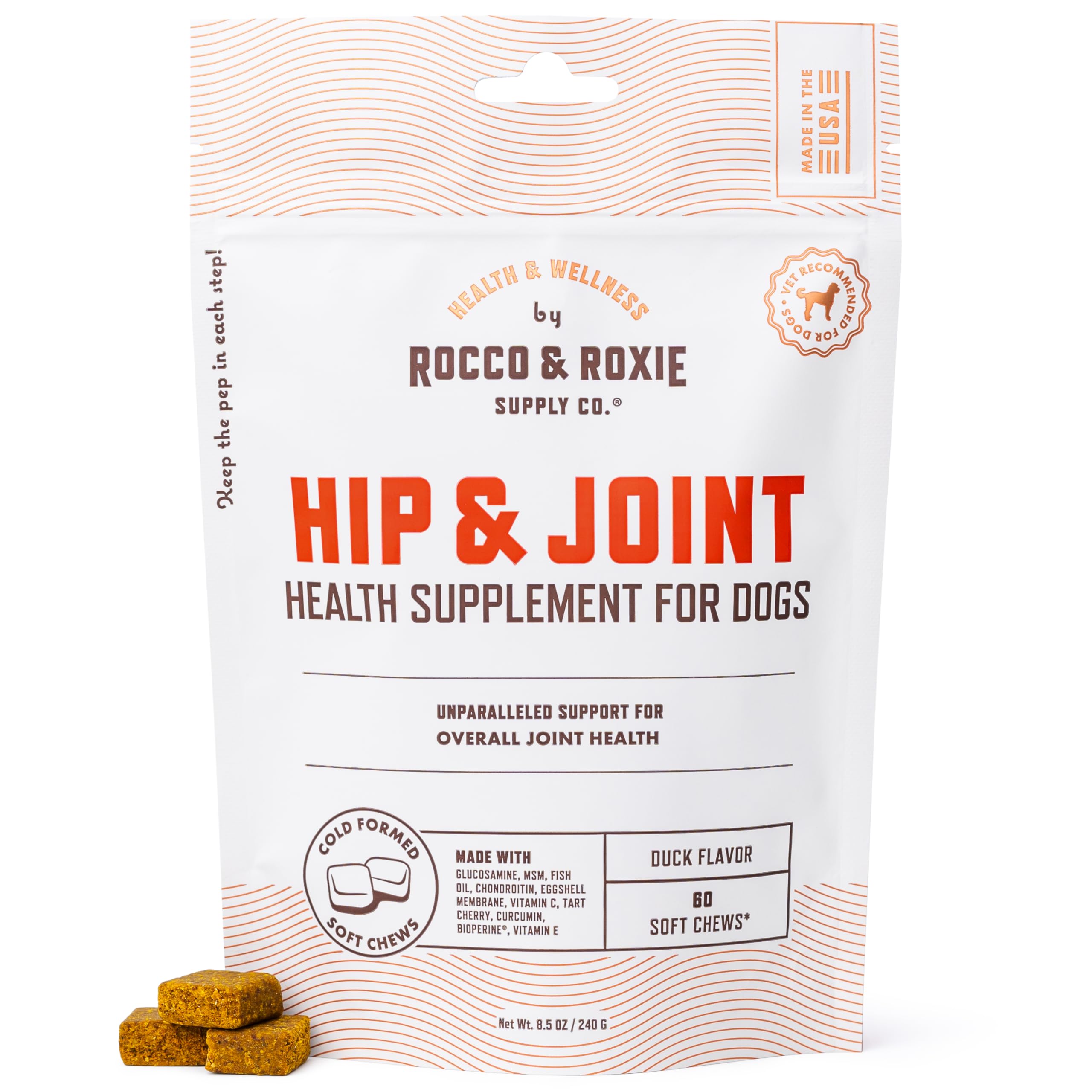 Rocco et Roxie : friandises canard pour articulations canines et mobilité potentiellement soutenue