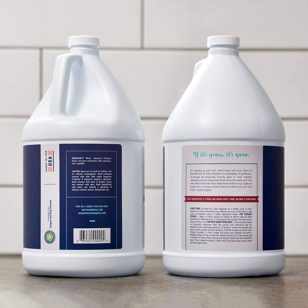 Rocco & Roxie agit rapidement sur urine et vomi grâce à ses enzymes