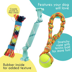rocket & rex jouet-corde-caoutchouc-naturel: corde durable avec caoutchouc pour la mastication