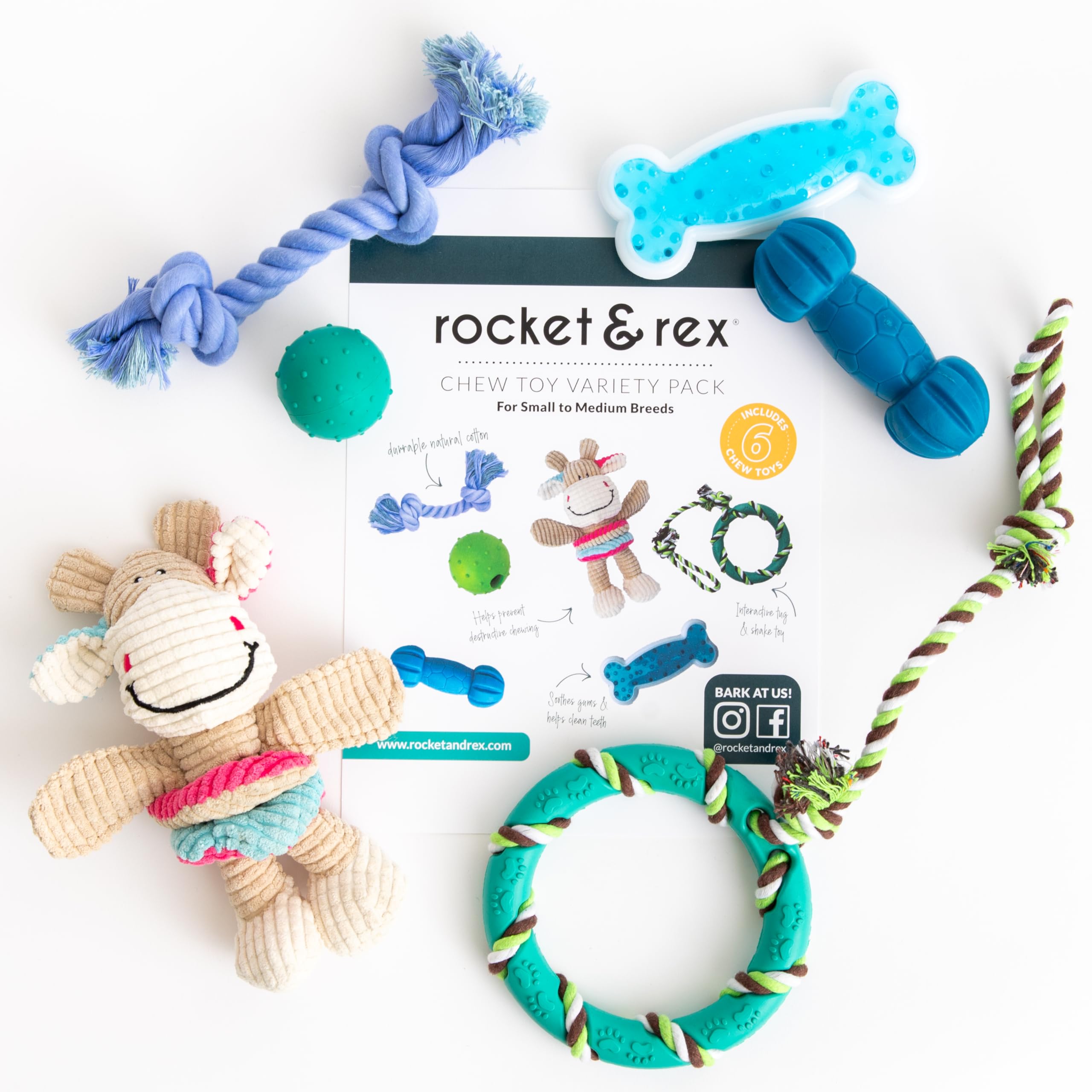 rocket & rex jouet dentition caoutchouc naturel moyen pour chiots et chiens.