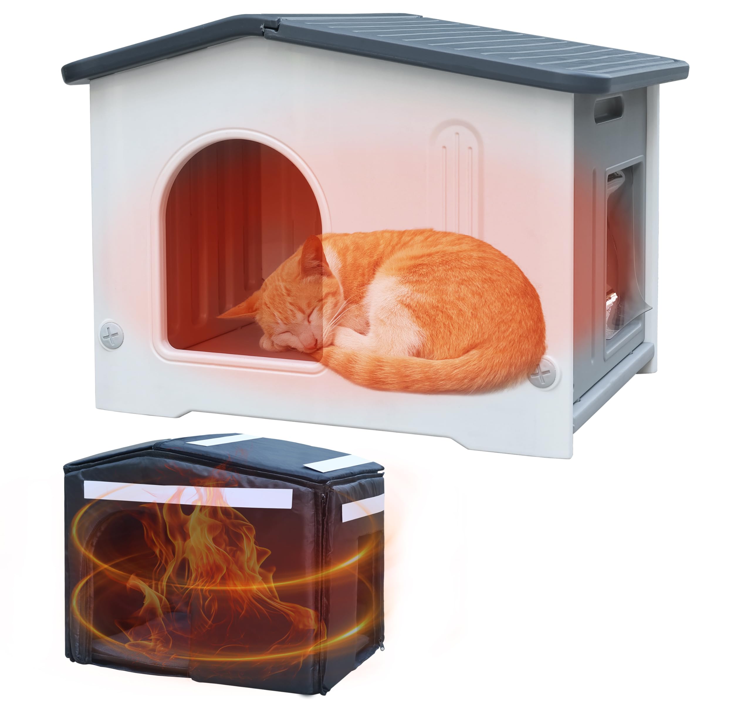 Rockever maison chat extérieur isolée, espace confortable pour un chat.