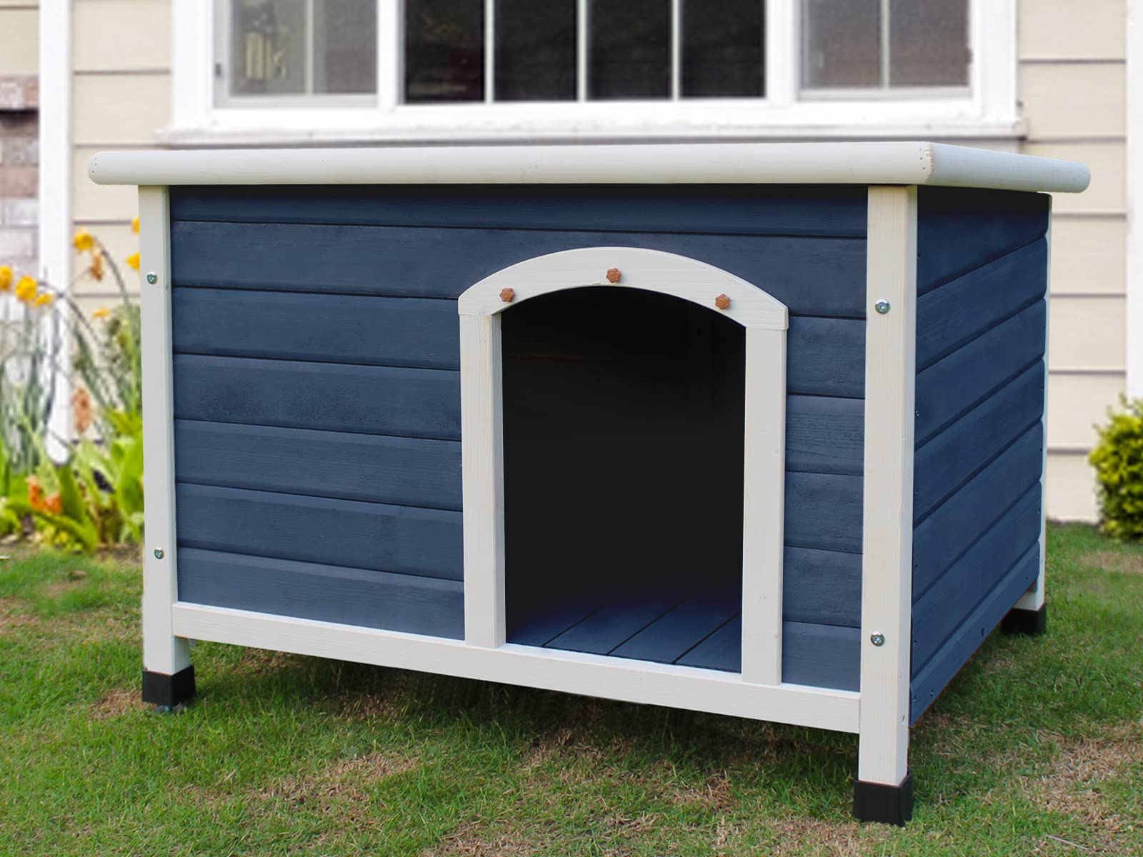 Rockever-maison-chien-bois-exterieur-nettoyage-facile toit ouvrant et fond amovible.