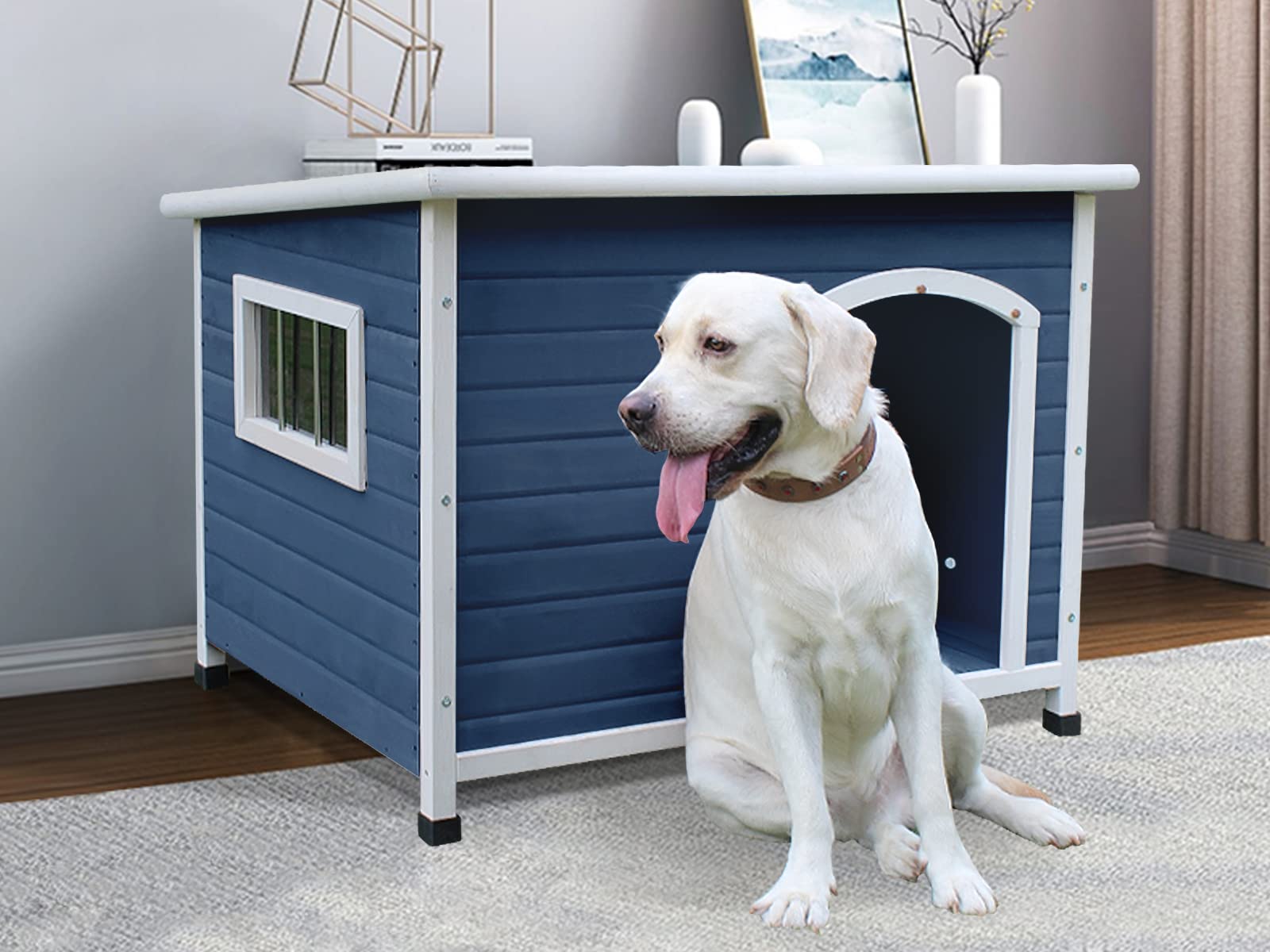 Rockever-maison-chien-bois-exterieur-qualite-bois bois véritable et peinture imperméable.