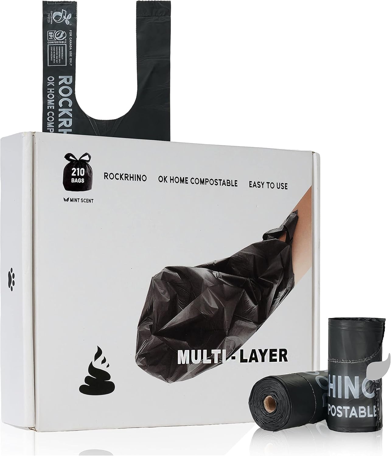 RockRhino sac-crotte chien ultra-épais, durabilité lors des promenades.