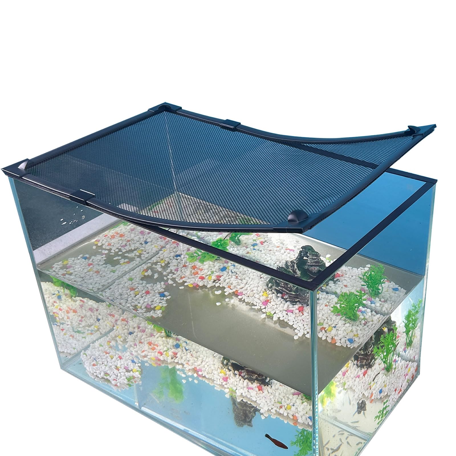 RODENET couvercle aquarium magnétique, empêche les sauts et protège les animaux tout en ventilant.