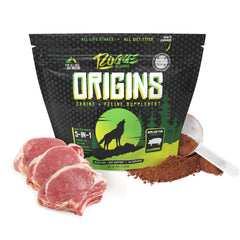Rogue Pet Science Origins: poudre-topper 5-en-1 pour chien, mélange facile au repas.