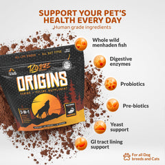 Rogue Pet Science Origins doseur inclus facilite le dosage quotidien.