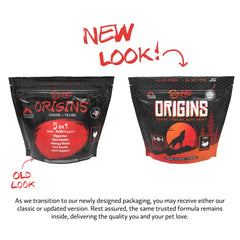Rogue Pet Science Origins 5-en-1, nutrition avancée avec prébiotiques et probiotiques.