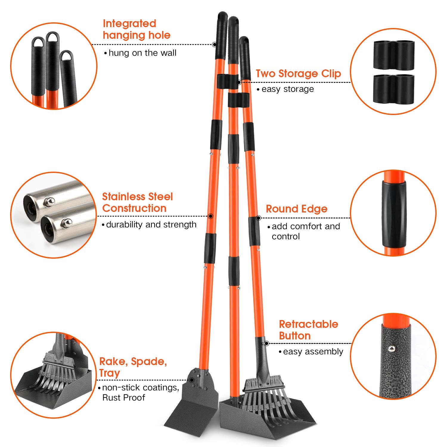 ROIUBPO Pooper Scooper plateau aluminium robuste et facile à nettoyer.