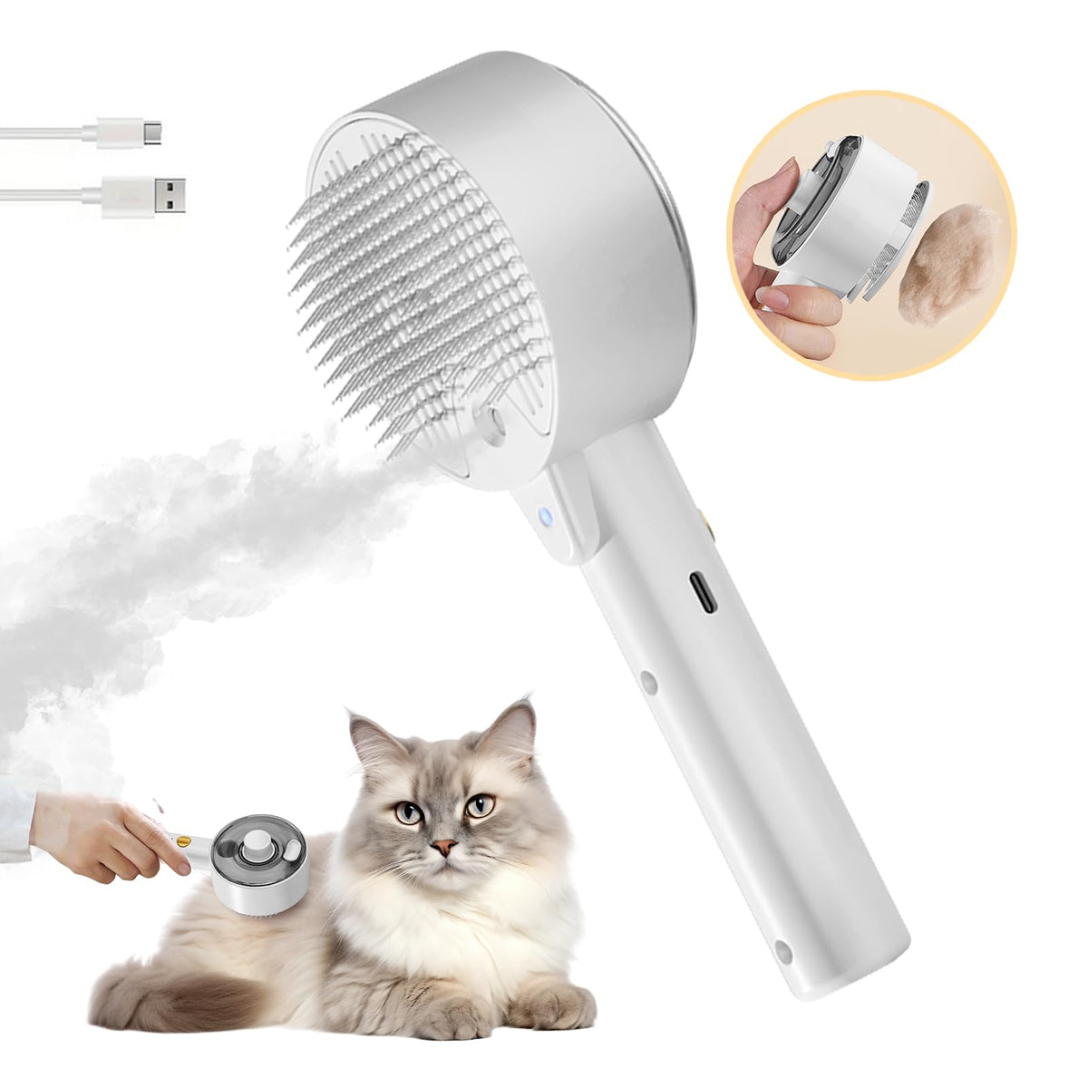 Rolemon soin nuage brosse-chat quatre-en-un pour réduction des poils.