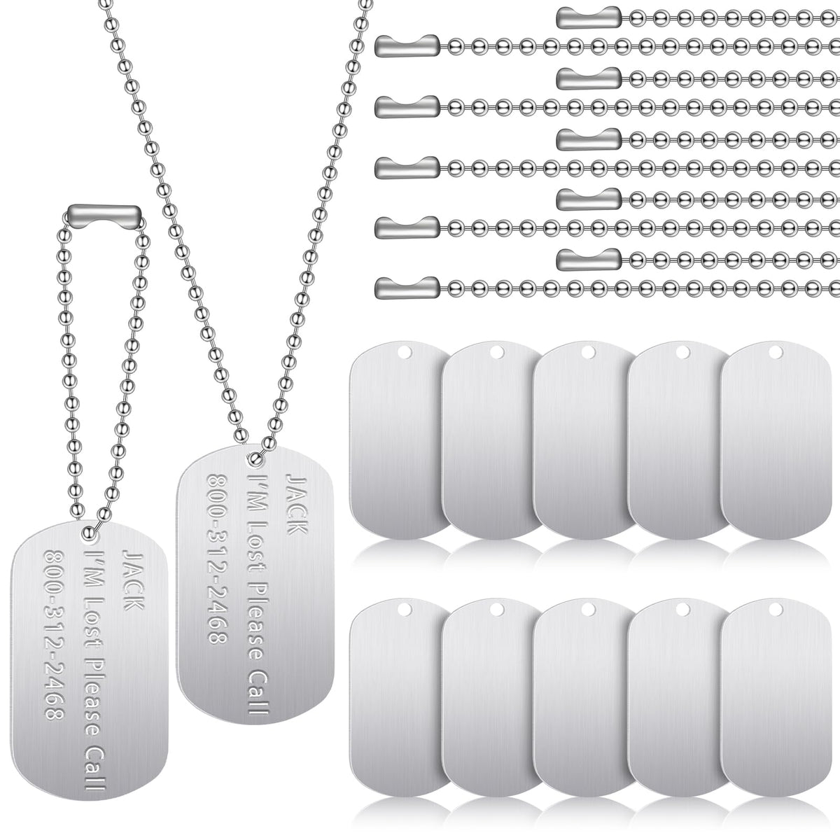 Étiquettes d’identification Romooa en inox, prêtes à être gravées pour votre chien.
