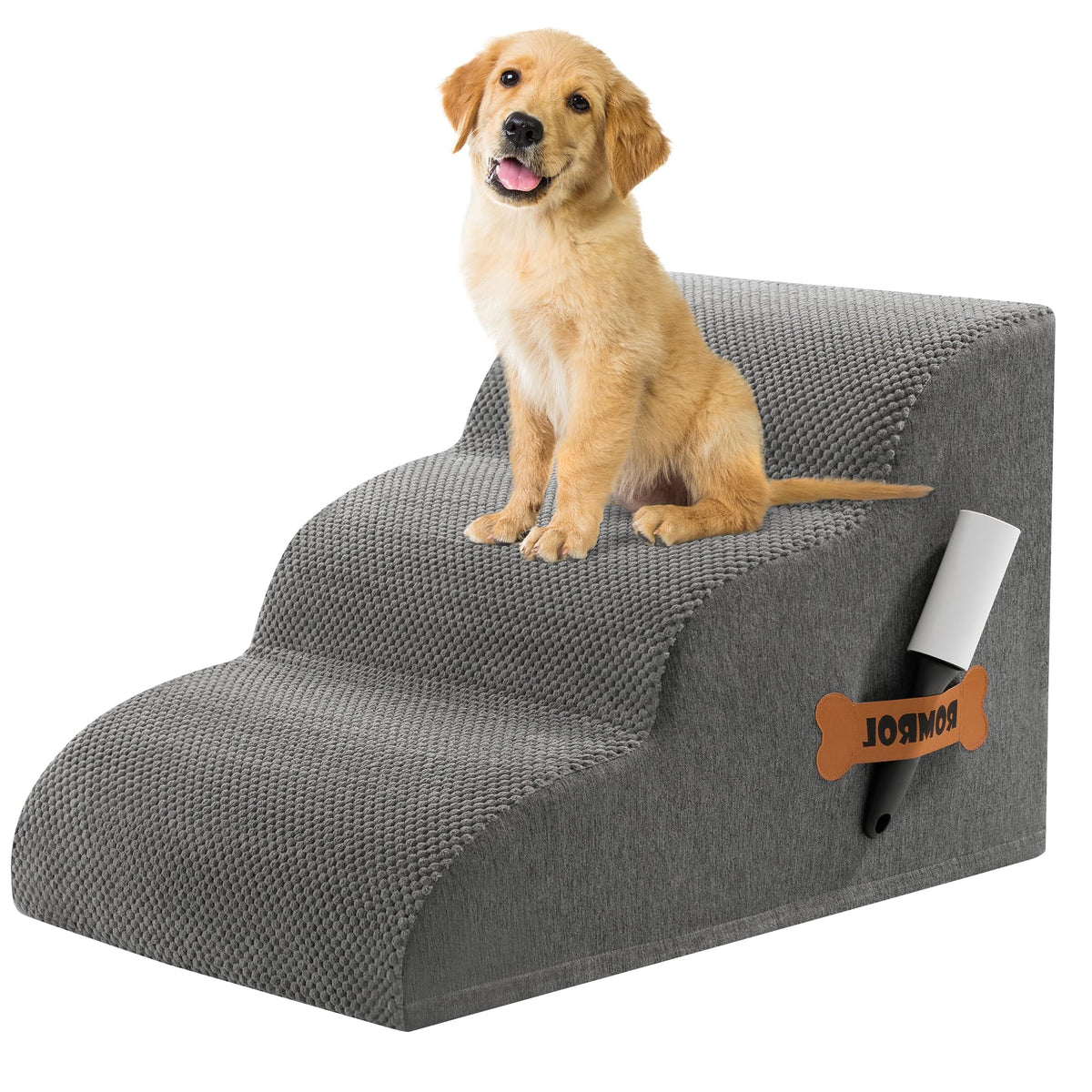 ROMROL escalier chien petit – face douce, montée facile vers le lit
