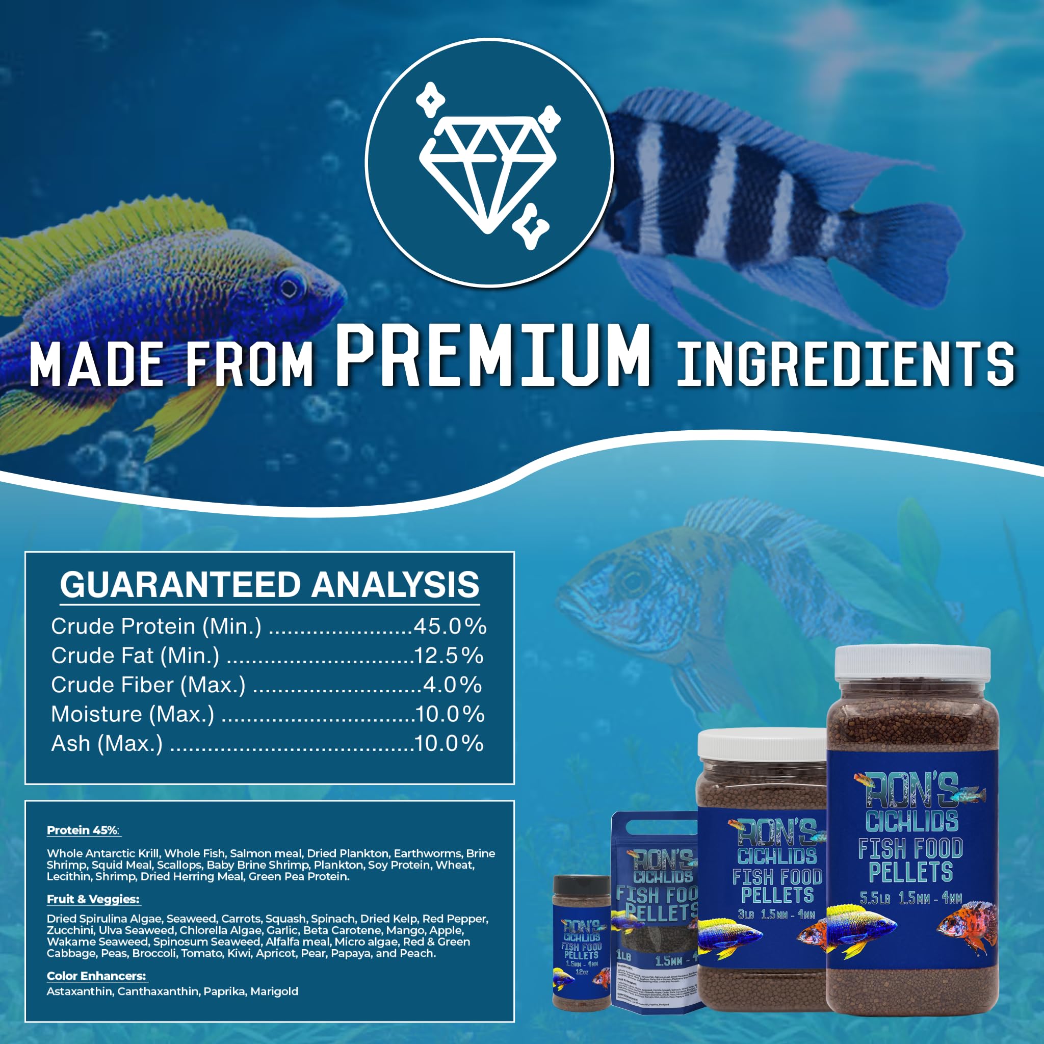 RON'S CICHLIDS amelioration-couleurs: couleurs plus vives grâce aux ingrédients naturels.