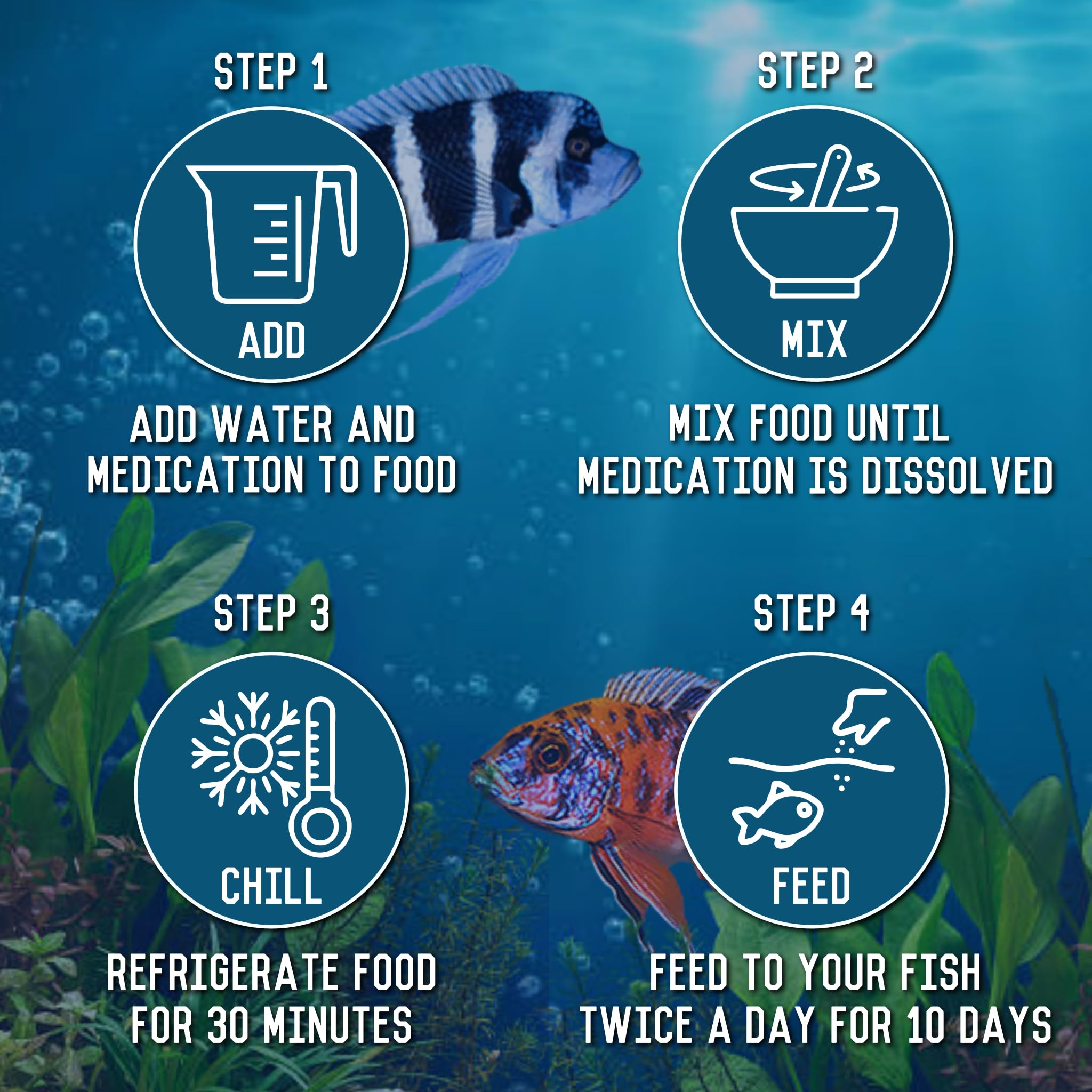 RON'S CICHLIDS emballage pratique de 8oz.
