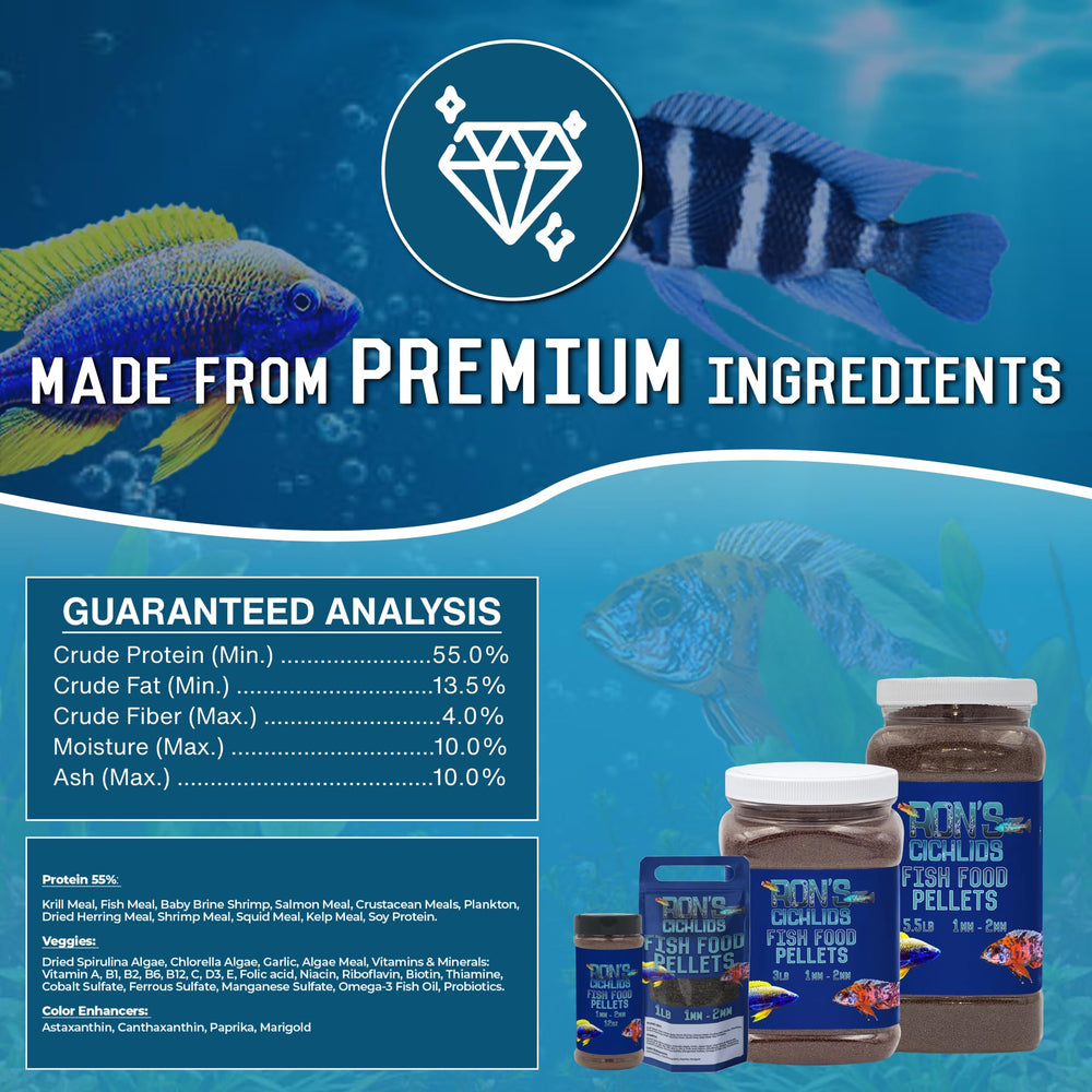 RON'S CICHLIDS Juvie Blend: vitamines et antioxydants soutiennent l'immunité des juvéniles