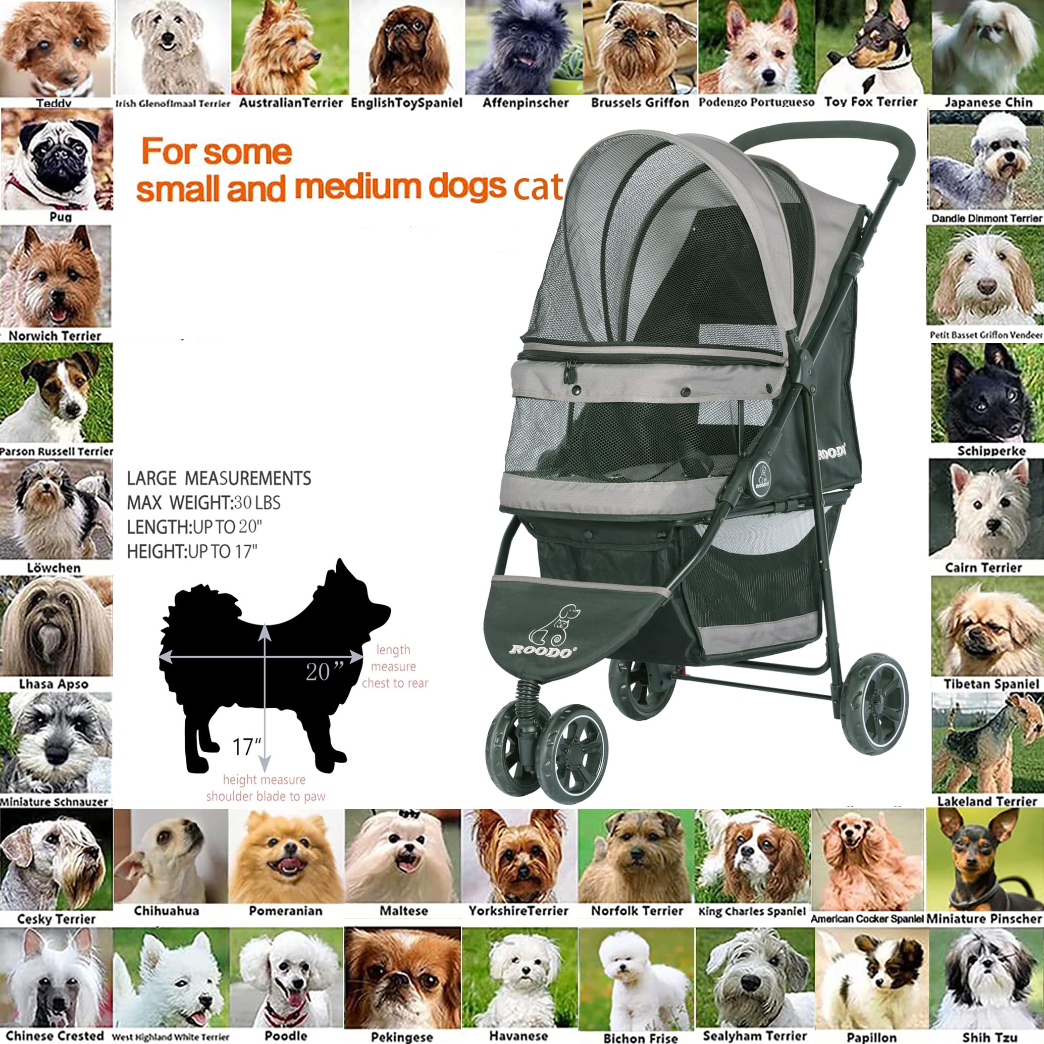 ROODO Escort: pliage compact 47x16x84 cm pour le rangement.