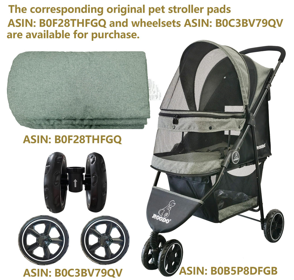 ROODO Poussette 3 roues capacité 30 livres, idéale pour petites et moyennes tailles.