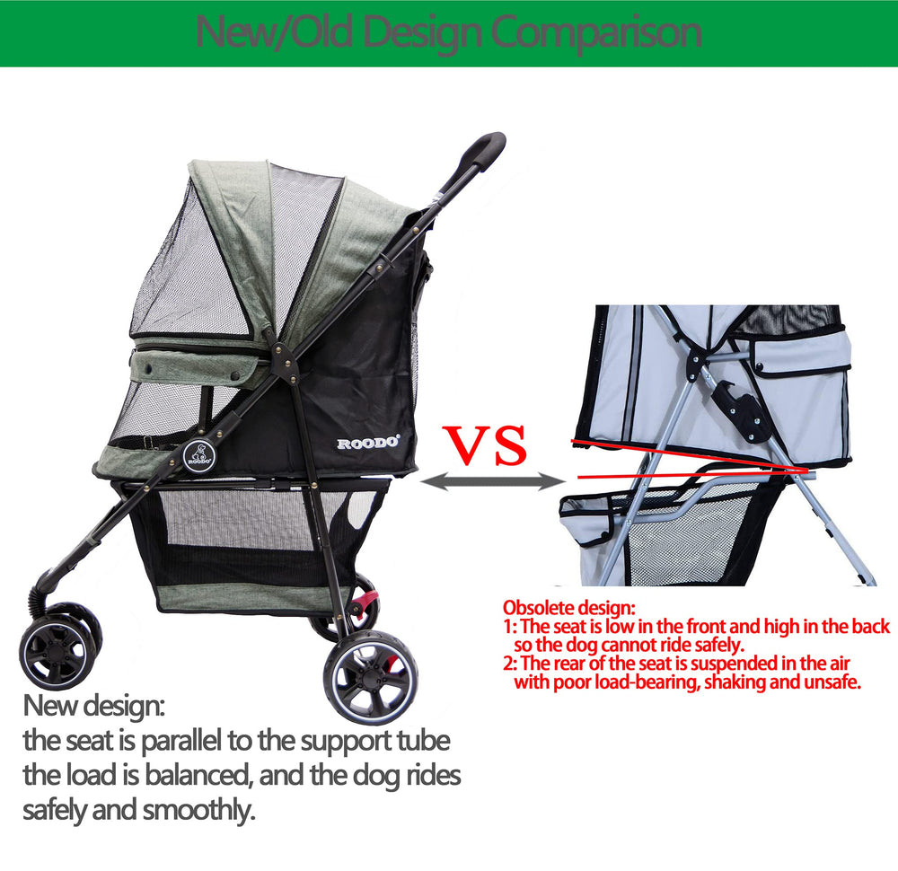 ROODO Poussette 3 roues dimensions pliables 47 x 16 x 84 cm, facile à ranger en voiture.