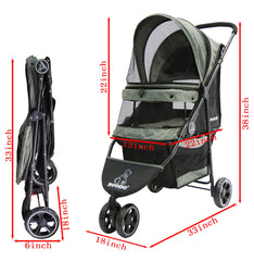 ROODO Poussette 3 roues, réseau respirant pour un repos frais et confortable.