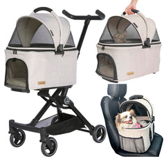 ROODO Poussette 3-en-1 pour animaux, confort et liberté lors des promenades.