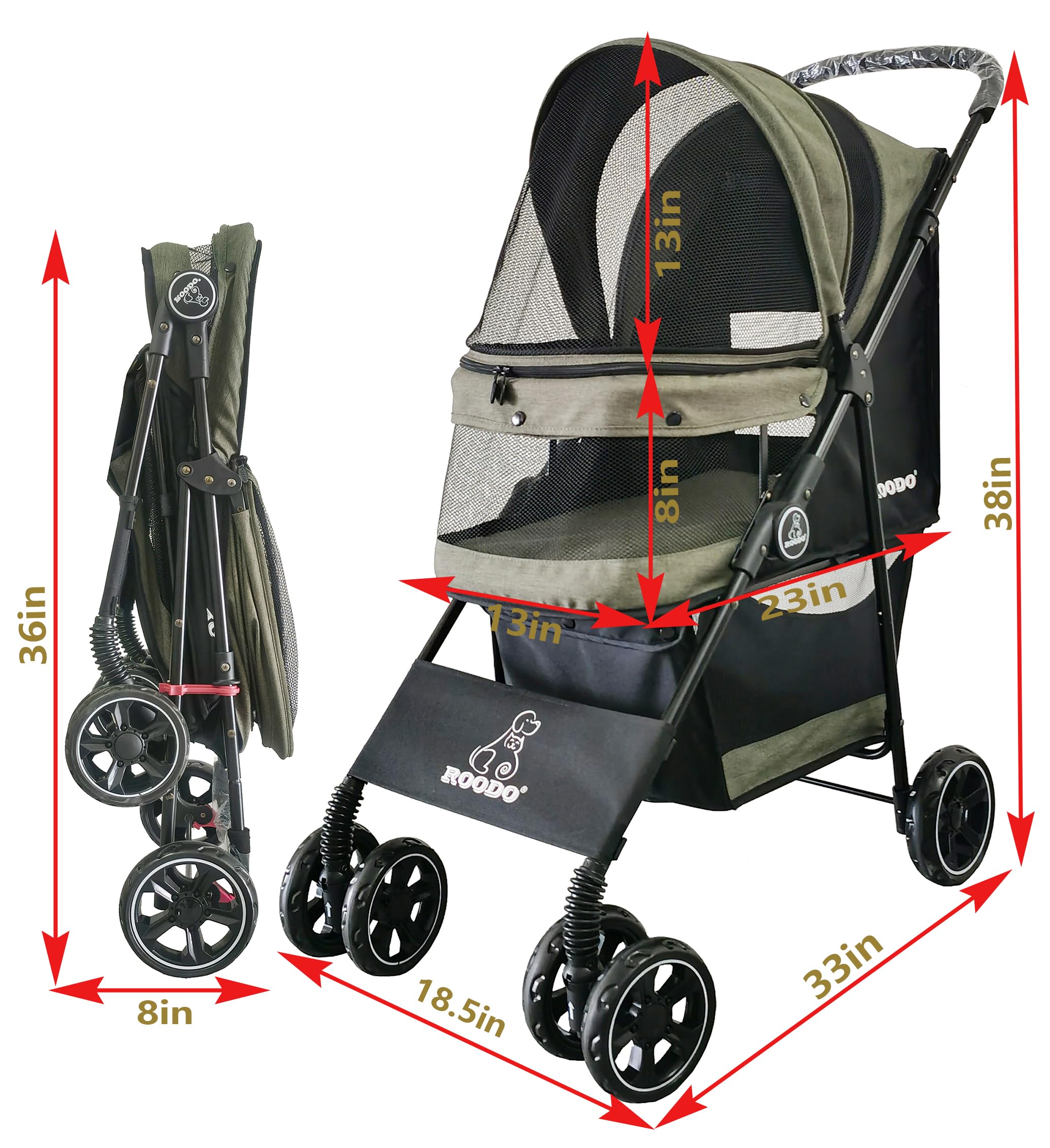 Poussette ROODO pliable et compacte, facile à transporter en voiture.