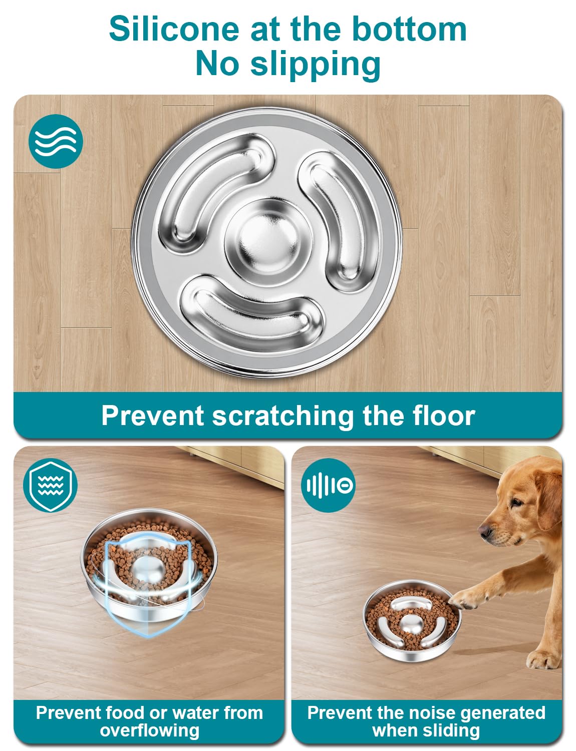 RooXchowla bol lent, capacité deux tasses, parfait pour chiens moyens.