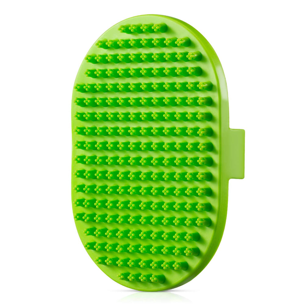 Brosse ROPO pour bain chien caoutchouc vert, nettoyage en douceur.