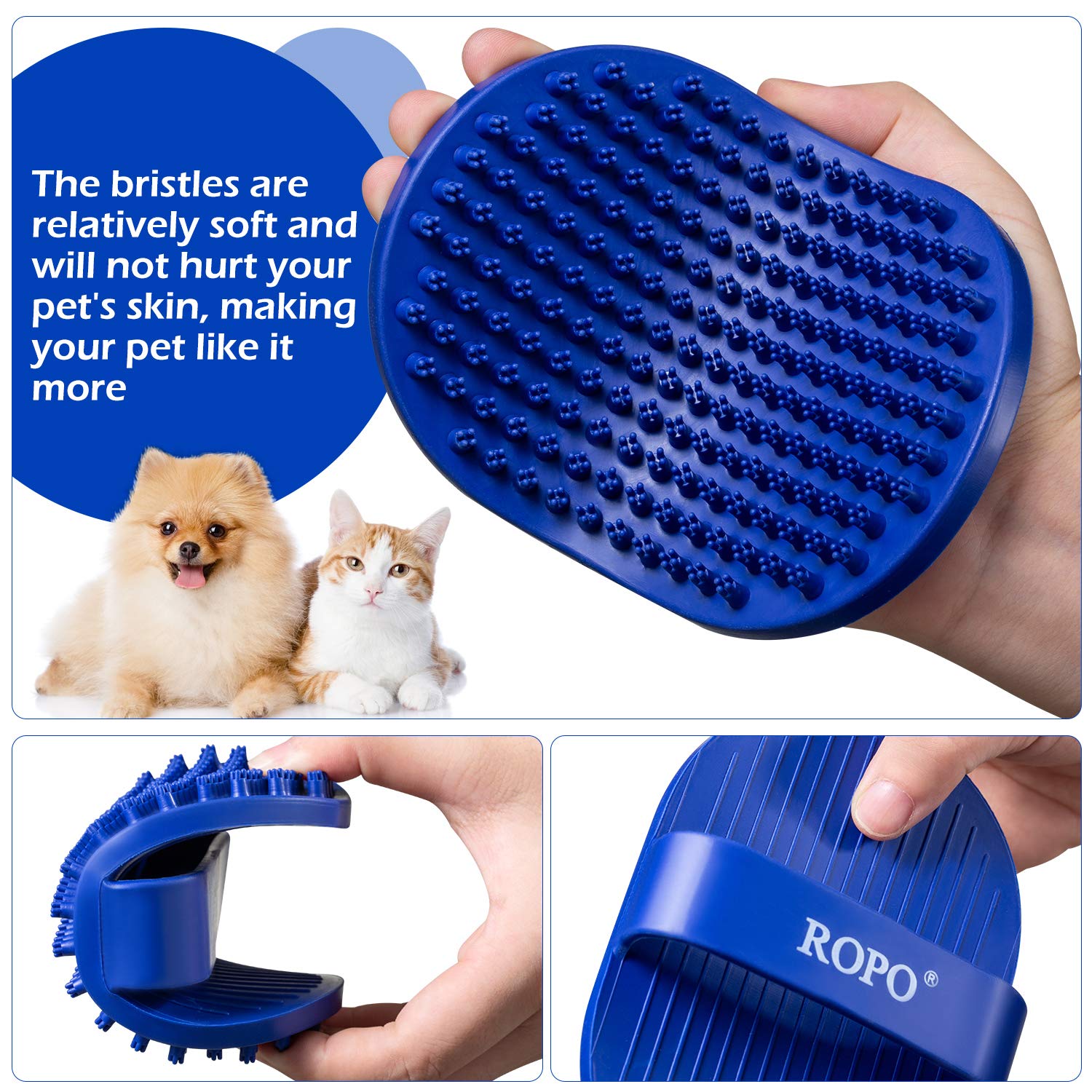 Brosse ROPO pour massage du pelage chien et chat, soin doux.