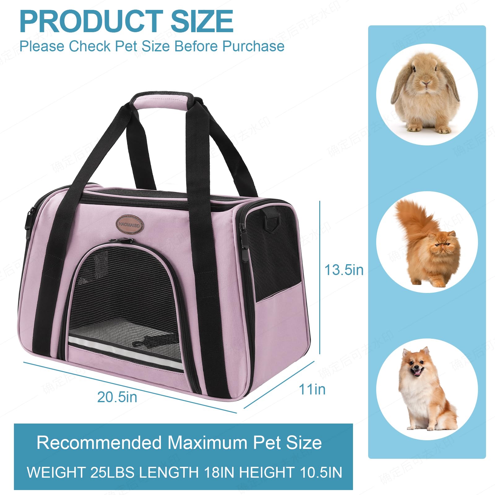 ROSEBB dimensions adaptées pour petits et moyens animaux jusqu’à 15 lb