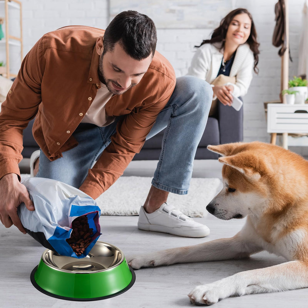 Bol inox Roshtia bleu avec base anti-dérapante, facile à nettoyer après le repas.