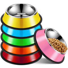Ensemble Roshtia de six bols colorés en inox, pratique et durable pour repas quotidiens.