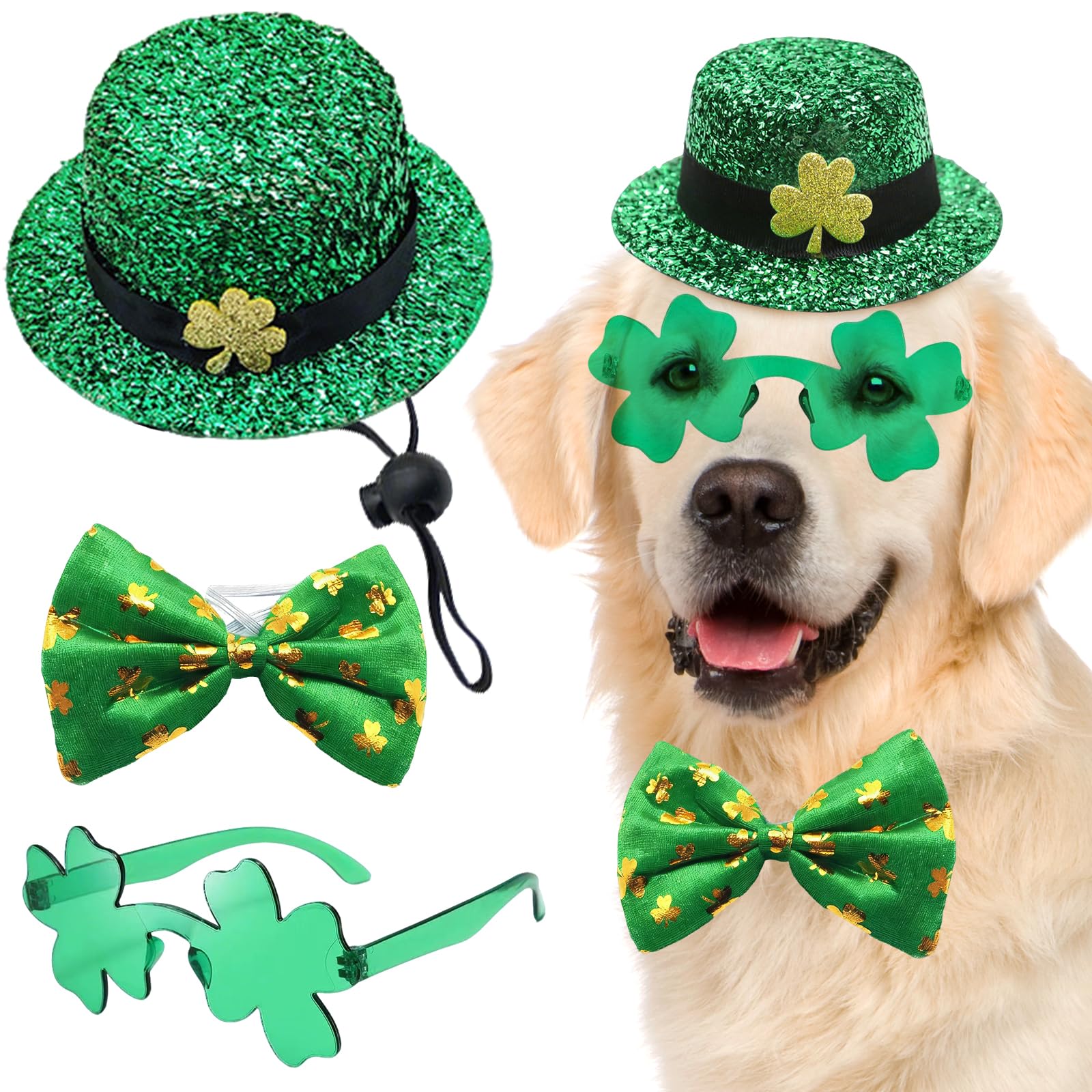 Rosulasi chapeau leprechaun pour chien, look festif Saint-Patrick prêt pour les photos
