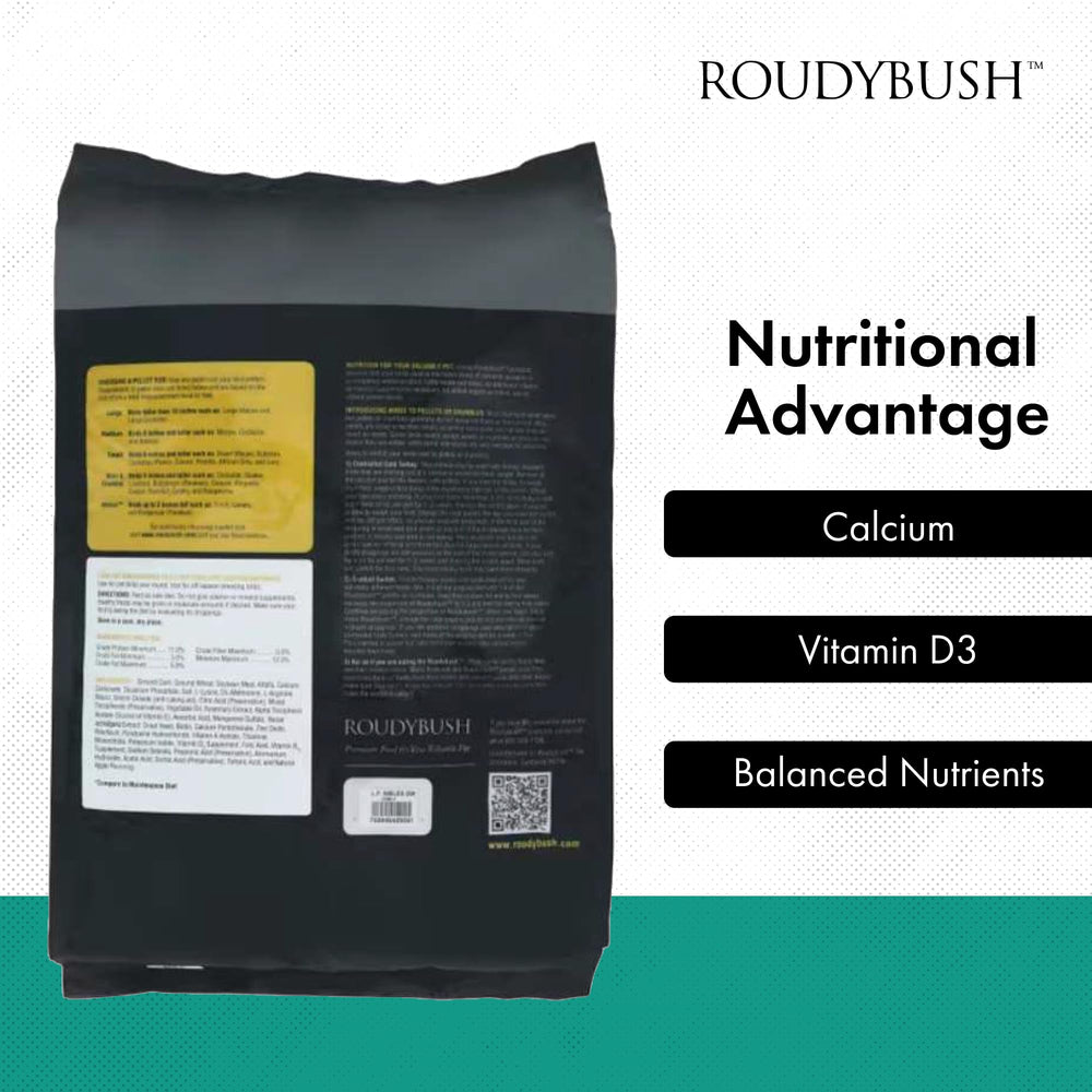 RoudyBush bols pellets, repas propre et pratique pour l'hébergement aviaire.