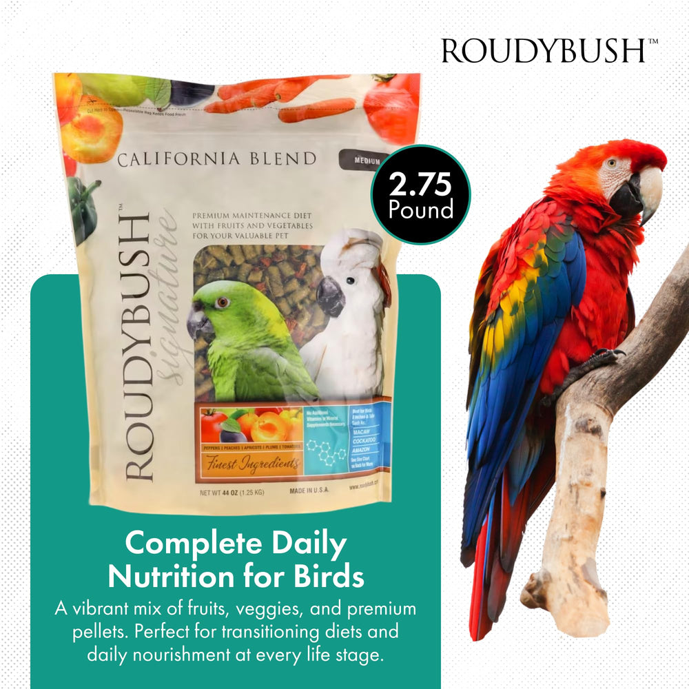 Roudybush California Blend Fruits Sechés: variété fruitée pour stimulation du palais.