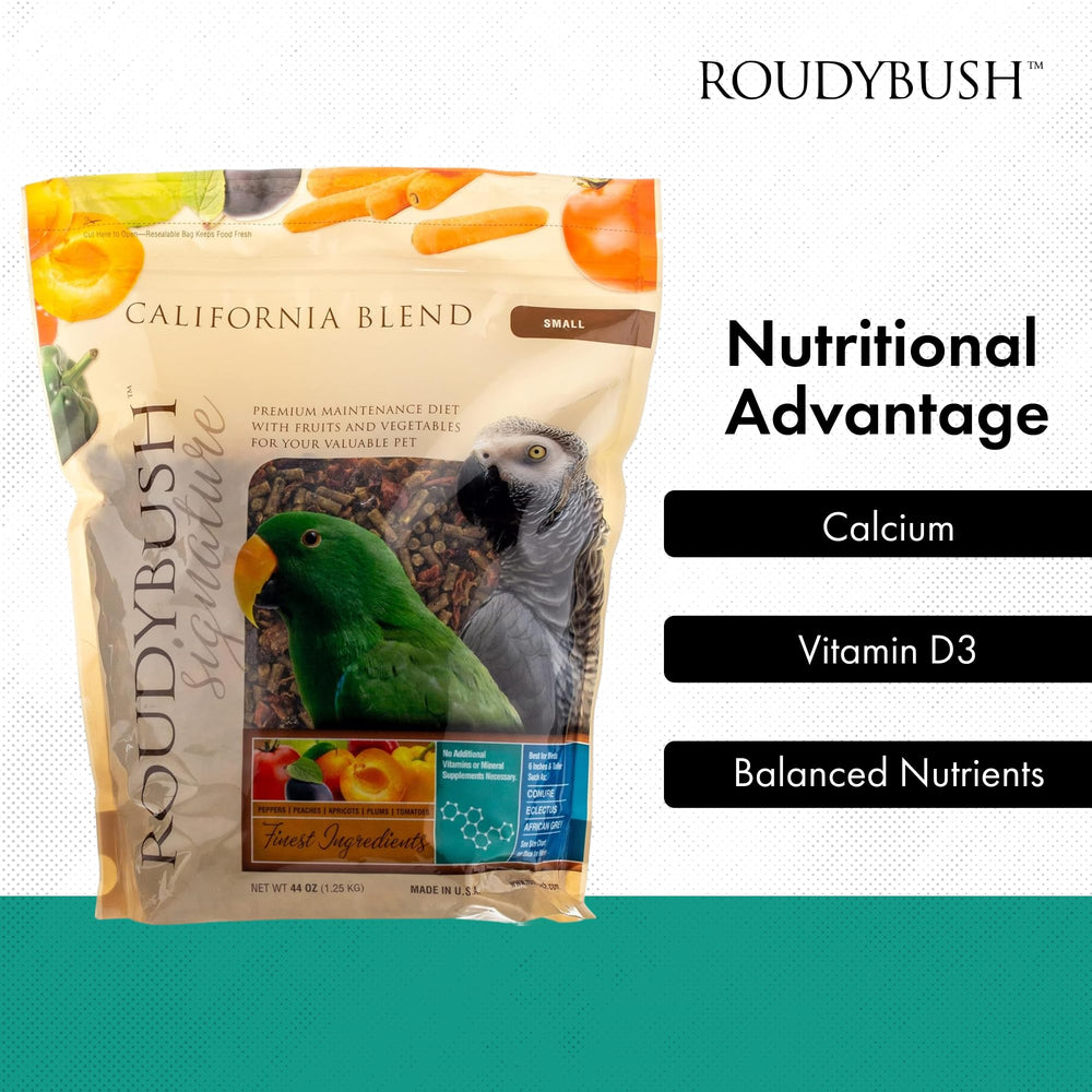 Roudybush California Blend, mélange coloré de légumes, appui potentiel à une alimentation variée.