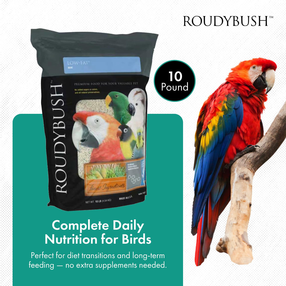 RoudyBush détail pellets-oiseaux: texture uniforme facilitant la prise et la digestion.