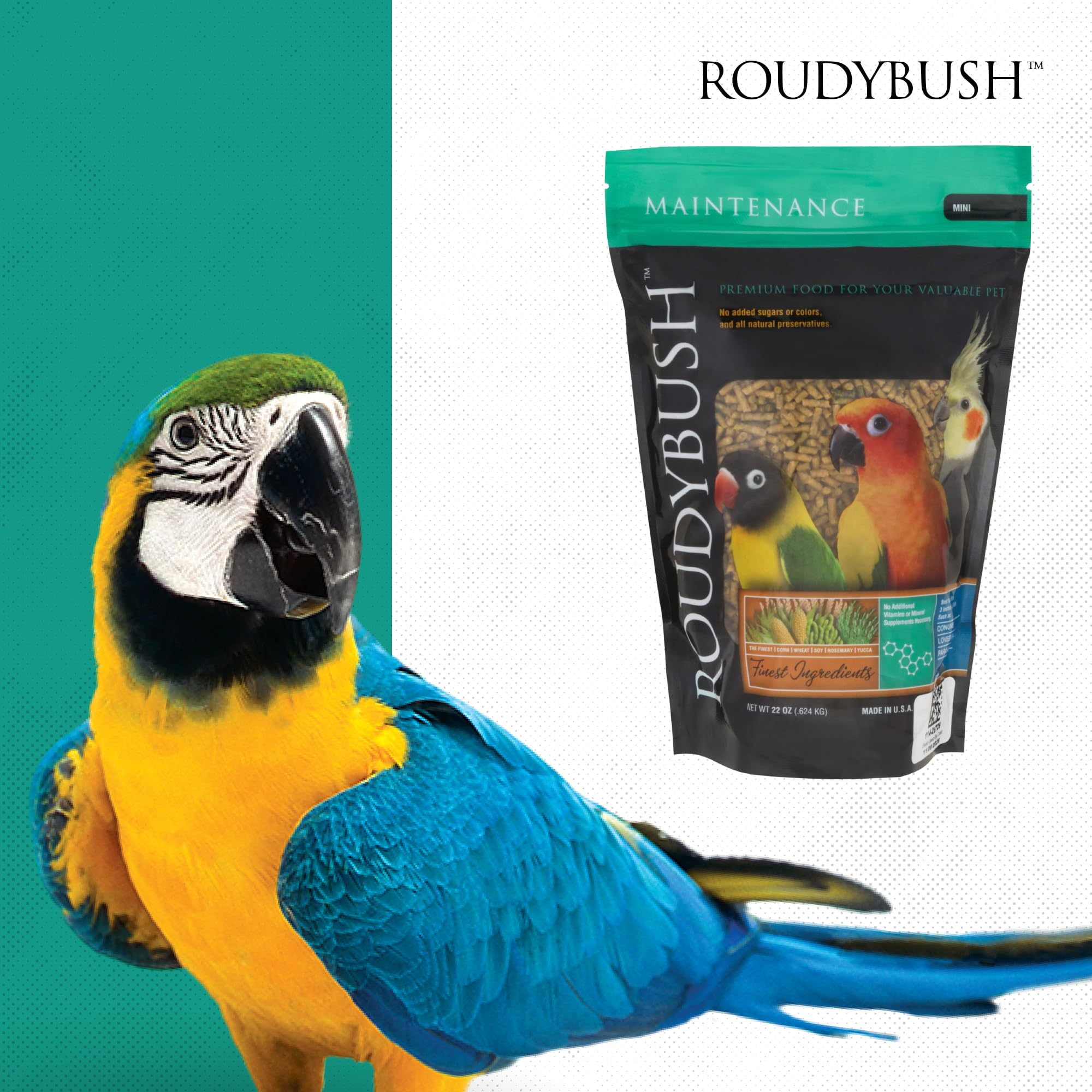 RoudyBush diversité d'oiseaux: pellets adaptés à plusieurs espèces.