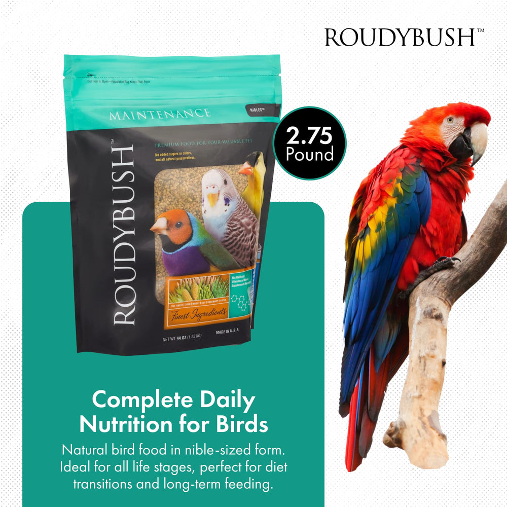 RoudyBush ingrédients naturels visibles pour une nutrition générale des oiseaux.