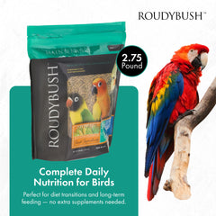 Pellets RoudyBush pour oiseaux en croissance, support nutritionnel quotidien.