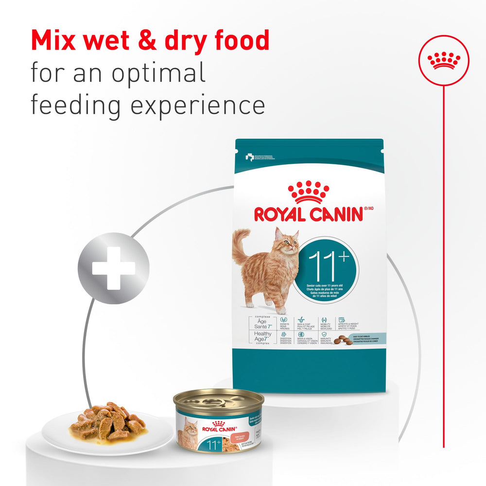 Royal Canin Aging 11+ prébiotiques et protéines digestibles favorisent une digestion saine.