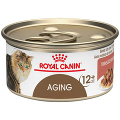 Royal Canin Aging 12+ – tranches fines en gravy, faciles à manger pour chat âgé.